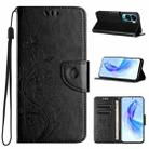 For Honor 90 Lite Butterfly Flower Pattern Flip Leather Phone Case(Black) - 1