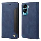 For Honor 90 Lite Skin Feel Splicing Leather Phone Case(Blue) - 1