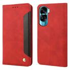 For Honor 90 Lite Skin Feel Splicing Leather Phone Case(Red) - 1