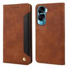 For Honor 90 Lite Skin Feel Splicing Leather Phone Case(Brown) - 1