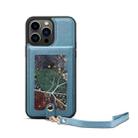 For iPhone 15 Pro Max ESEBLE Star Series Lanyard Holder Card Slot Phone Case(Blue) - 1