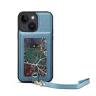 For iPhone 15 Plus ESEBLE Star Series Lanyard Holder Card Slot Phone Case(Blue) - 1