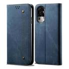 For OPPO Reno10 Pro+ Global Denim Texture Casual Style Horizontal Flip Leather Case(Blue) - 1