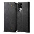 For OPPO Reno10 Pro+ Global Denim Texture Casual Style Horizontal Flip Leather Case(Black) - 1