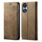 For OPPO A58 4G Denim Texture Casual Style Horizontal Flip Leather Case(Khaki) - 1