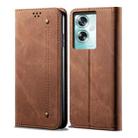 For OPPO A79 5G Denim Texture Casual Style Horizontal Flip Leather Case(Brown) - 1