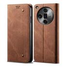 For OPPO Find X7 Pro/Find X7 Ultra Denim Texture Casual Style Horizontal Flip Leather Case(Brown) - 1