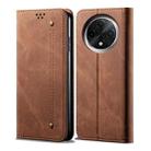 For OPPO A3 Pro 5G Denim Texture Casual Style Horizontal Flip Leather Case(Brown) - 1