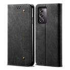 For OPPO Reno12 5G Global Denim Texture Casual Style Horizontal Flip Leather Case(Black) - 1
