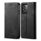 For OPPO Reno12 Pro 5G Global Denim Texture Casual Style Horizontal Flip Leather Case(Black) - 1