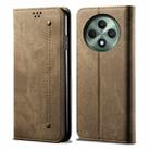 For OPPO Reno12 F 5G Global Denim Texture Casual Style Horizontal Flip Leather Case(Khaki) - 1