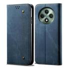 For OPPO Reno12 F 5G Global Denim Texture Casual Style Horizontal Flip Leather Case(Blue) - 1