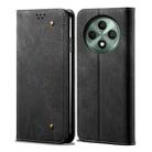 For OPPO Reno12 F 5G Global Denim Texture Casual Style Horizontal Flip Leather Case(Black) - 1