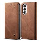 For OPPO K12x 5G Global Denim Texture Casual Style Horizontal Flip Leather Case(Brown) - 1