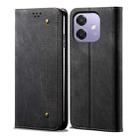 For OPPO A3X 5G India Denim Texture Casual Style Horizontal Flip Leather Case(Black) - 1