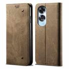 For OPPO A60 Denim Texture Casual Style Horizontal Flip Leather Case(Khaki) - 1