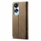 For OPPO A60 Denim Texture Casual Style Horizontal Flip Leather Case(Khaki) - 3