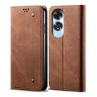 For OPPO A60 Denim Texture Casual Style Horizontal Flip Leather Case(Brown) - 1