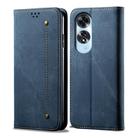 For OPPO A60 Denim Texture Casual Style Horizontal Flip Leather Case(Blue) - 1