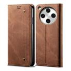 For OPPO Find X8 Pro Denim Texture Casual Style Horizontal Flip Leather Case(Brown) - 1