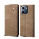 For OPPO A5x 4G / 5G Denim Texture Casual Style Horizontal Flip Leather Case(Khaki) - 1