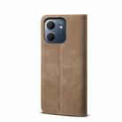 For OPPO A5x 4G / 5G Denim Texture Casual Style Horizontal Flip Leather Case(Khaki) - 3
