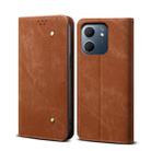 For OPPO A5x 4G / 5G Denim Texture Casual Style Horizontal Flip Leather Case(Brown) - 1