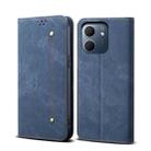 For OPPO A5x 4G / 5G Denim Texture Casual Style Horizontal Flip Leather Case(Blue) - 1