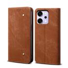 For OPPO Reno14 5G Global Denim Texture Casual Style Horizontal Flip Leather Case(Brown) - 1