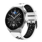 For Huawei Watch GT3 Pro 46mm Two Color Round Hole Silicone Watch Band(White Black) - 1