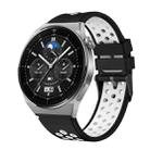For Huawei Watch GT3 Pro 46mm Two Color Round Hole Silicone Watch Band(Black White) - 1