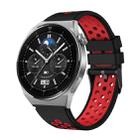 For Huawei Watch GT3 Pro 46mm Two Color Round Hole Silicone Watch Band(Black Red) - 1