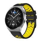 For Huawei Watch GT3 Pro 46mm Two Color Round Hole Silicone Watch Band(Black Yellow) - 1