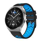 For Huawei Watch GT3 Pro 46mm Two Color Round Hole Silicone Watch Band(Black Sky Blue) - 1