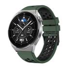 For Huawei Watch GT3 Pro 46mm Two Color Round Hole Silicone Watch Band(Army Green Black) - 1