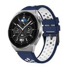 For Huawei Watch GT3 Pro 46mm Two Color Round Hole Silicone Watch Band(Midnight Blue White) - 1