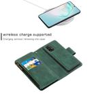 For Samsung Galaxy A91 Skin Feel Detachable Magnetic Zipper Horizontal Flip PU Leather Case with Multi-Card Slots & Holder & Wallet & Photo Frame & Lanyard(Green) - 3