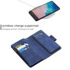 For Samsung Galaxy S10+ Skin Feel Detachable Magnetic Zipper Horizontal Flip PU Leather Case with Multi-Card Slots & Holder & Wallet & Photo Frame & Lanyard(Blue) - 3