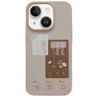 For iPhone 14 Plus Painted Pattern Skin-friendly PC Phone Case(Beige-Coffee Label) - 1