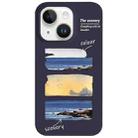 For iPhone 14 Plus Painted Pattern Skin-friendly PC Phone Case(Purple+Sunset) - 1