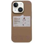 For iPhone 14 Painted Pattern Skin-friendly PC Phone Case(Coffee-Beige Label) - 1