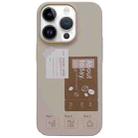 For iPhone 14 Pro Painted Pattern Skin-friendly PC Phone Case(Beige-Coffee Label) - 1