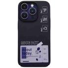 For iPhone 14 Pro Painted Pattern Skin-friendly PC Phone Case(Purple+Label) - 1