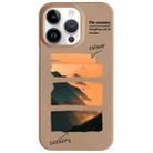 For iPhone 14 Pro Painted Pattern Skin-friendly PC Phone Case(Coffee-Orange Watercolor) - 1