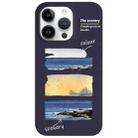 For iPhone 14 Pro Max Painted Pattern Skin-friendly PC Phone Case(Purple+Sunset) - 1