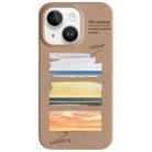 For iPhone 13 Painted Pattern Skin-friendly PC Phone Case(Coffee+Sunset) - 1