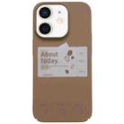 For iPhone 12 Painted Pattern Skin-friendly PC Phone Case(Coffee-Beige Label) - 1