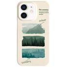 For iPhone 12 Painted Pattern Skin-friendly PC Phone Case(Beige-Green Watercolor) - 1