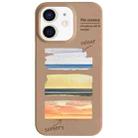 For iPhone 12 Painted Pattern Skin-friendly PC Phone Case(Coffee+Sunset) - 1