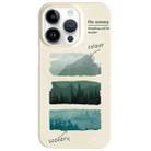 For iPhone 12 Pro Max Painted Pattern Skin-friendly PC Phone Case(Beige-Green Watercolor) - 1
